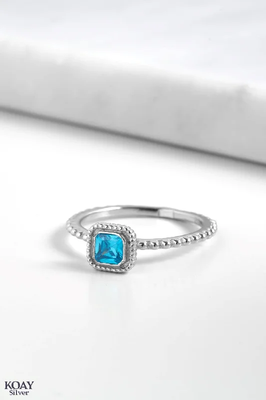 Women’s pearl rings-Zircon Ring (081-Aqua stone )