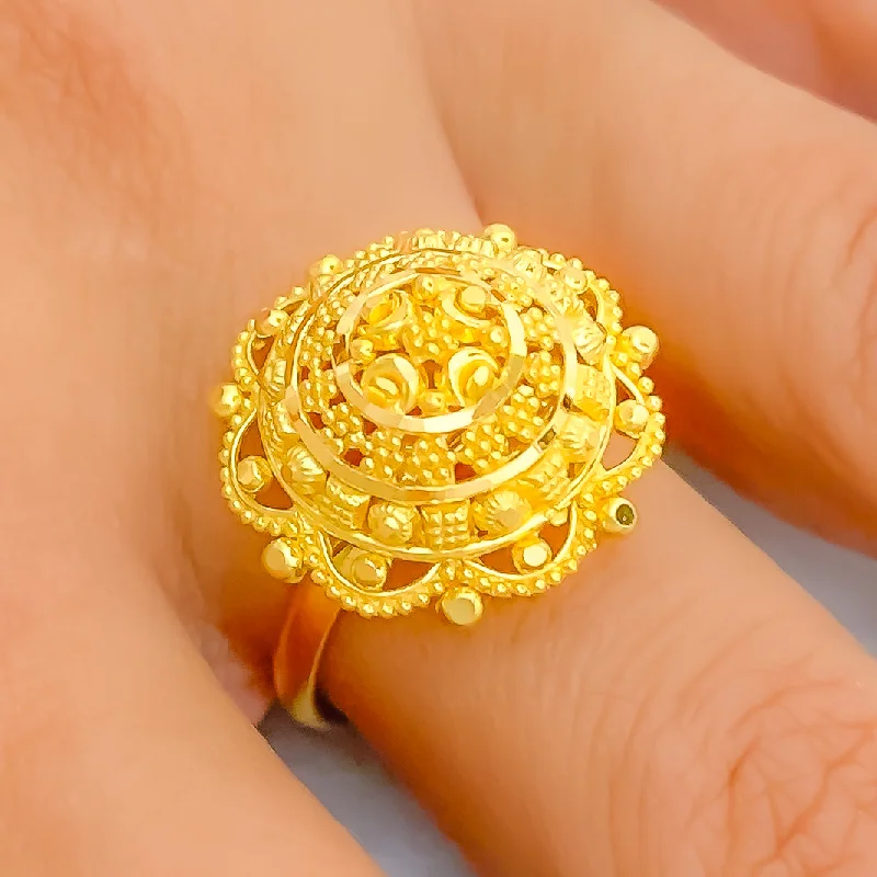 Women’s vintage rings-Graceful Laced 22k Gold Dome Semi-Statement Ring