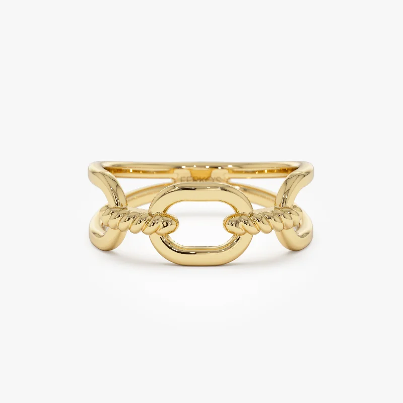 Women’s rose gold rings-14K Gold Twisted Rope Ring