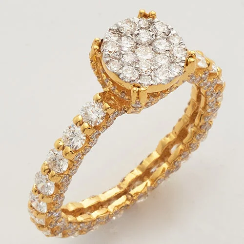 Engagement rings with pave setting for women -14KY 2.35CTW ROUND CLUSTER DIAMOND RING