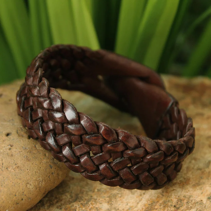 Women's bangles in style -Bangkok Weave Men's Leather Bracelet