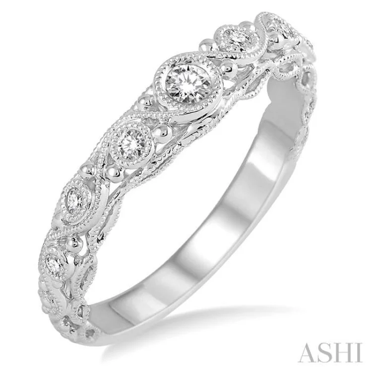 Engagement rings with twisted band for women -1/6 ctw Round Cut Diamond Wedding Band in 14K White Gold