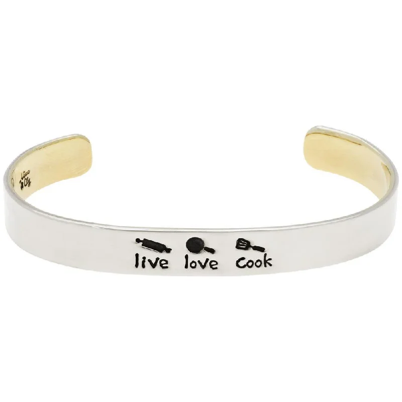 High-end custom women's bangles -Live Love Cook Cuff Bracelet