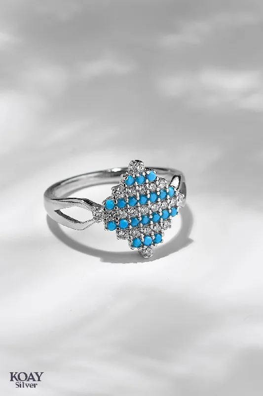 Women’s classic solitaire engagement rings-Turquoise 02 Ring