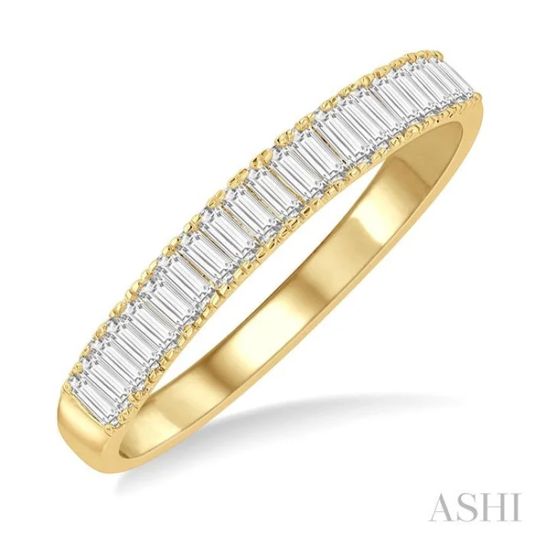 Round diamond engagement rings for women -1/3 ctw Stackable Baguette Diamond Fashion Band in 14K Yellow Gold