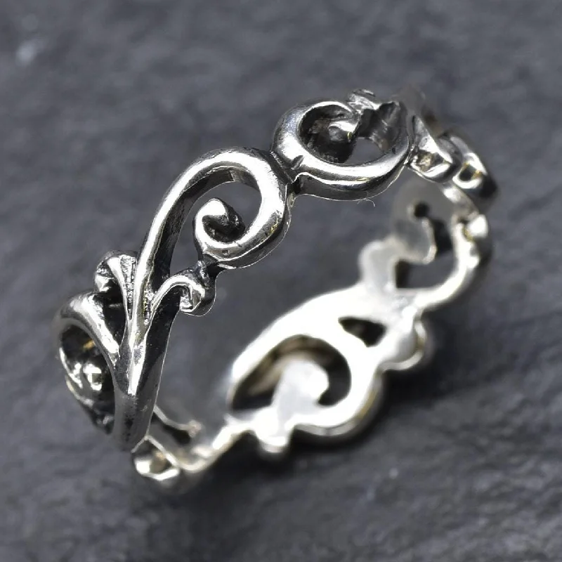 Women’s polished rings-Silver Spiral Ring - Infinity Spiral Ring - Silver Boho Ring