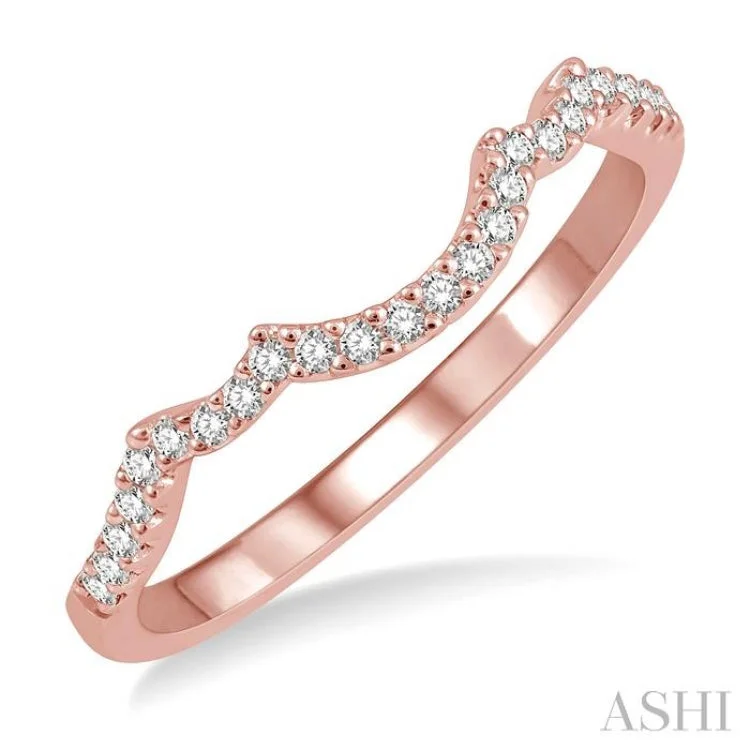 Colored engagement rings for women -1/6 ctw Triple Arch Round Cut Diamond Wedding Band in 14K Rose Gold