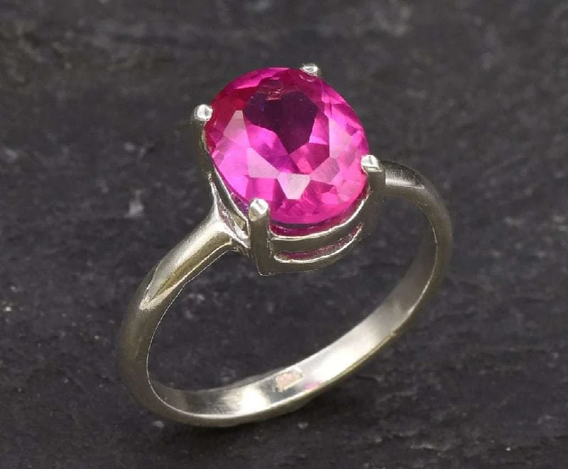 Women’s engagement rings with diamonds-Pink Promise Ring - Alexandrite Ring - Classic Solitaire Ring