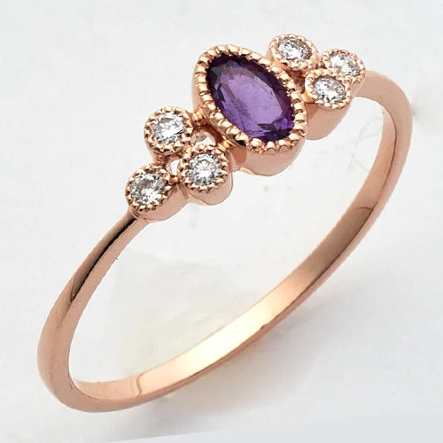 Designer engagement rings for women -14KR 0.10CTW DIAMOND RING WITH 0.20CT PURPLE