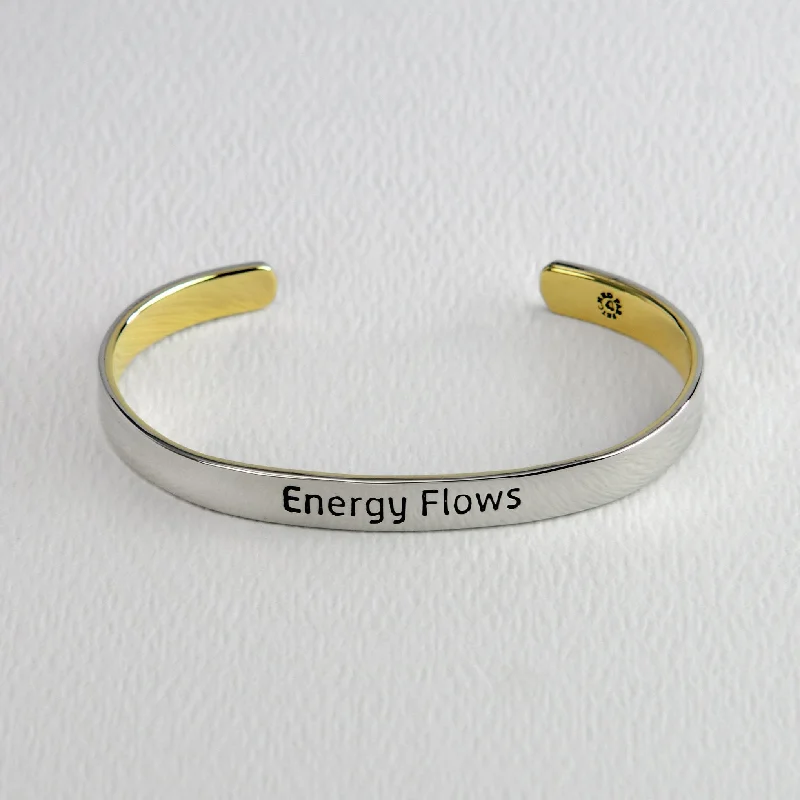 Trendy gold women's bracelets -Energy Flows Mixed Metals Cuff Bracelet