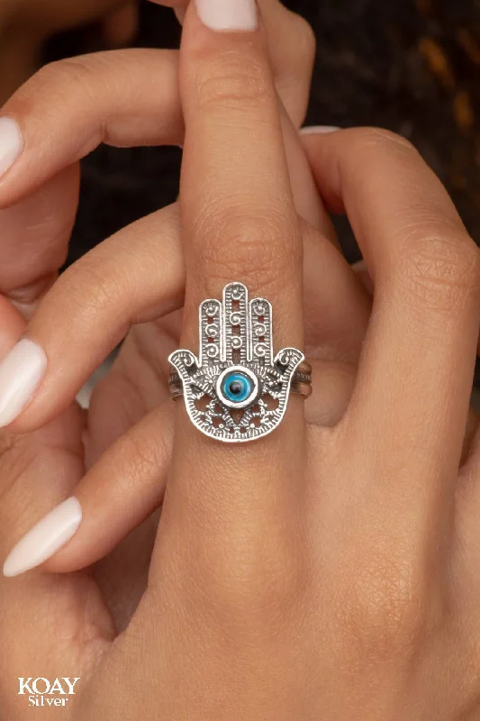 Women’s luxury rings-Hand Blue Eye (02) Ring