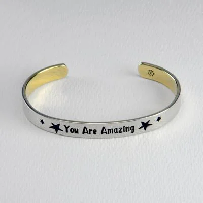 Fashionable women's bracelets -You Are Amazing Mixed Metals Cuff Bracelet