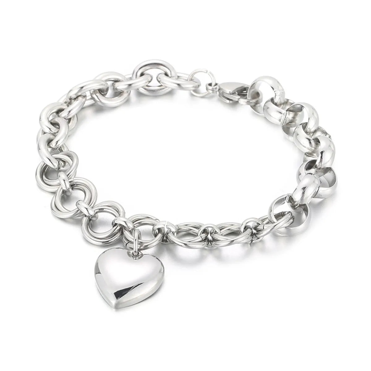 Trendy women's bangles -Fashion Heart Shape Titanium Steel Bracelets Stainless Steel Bracelets